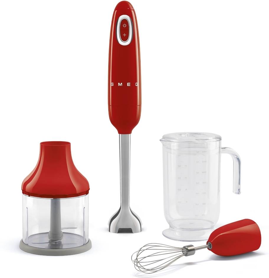 SMEG Tyčový mixér s příslušenstvím 50's Retro Style, červená
