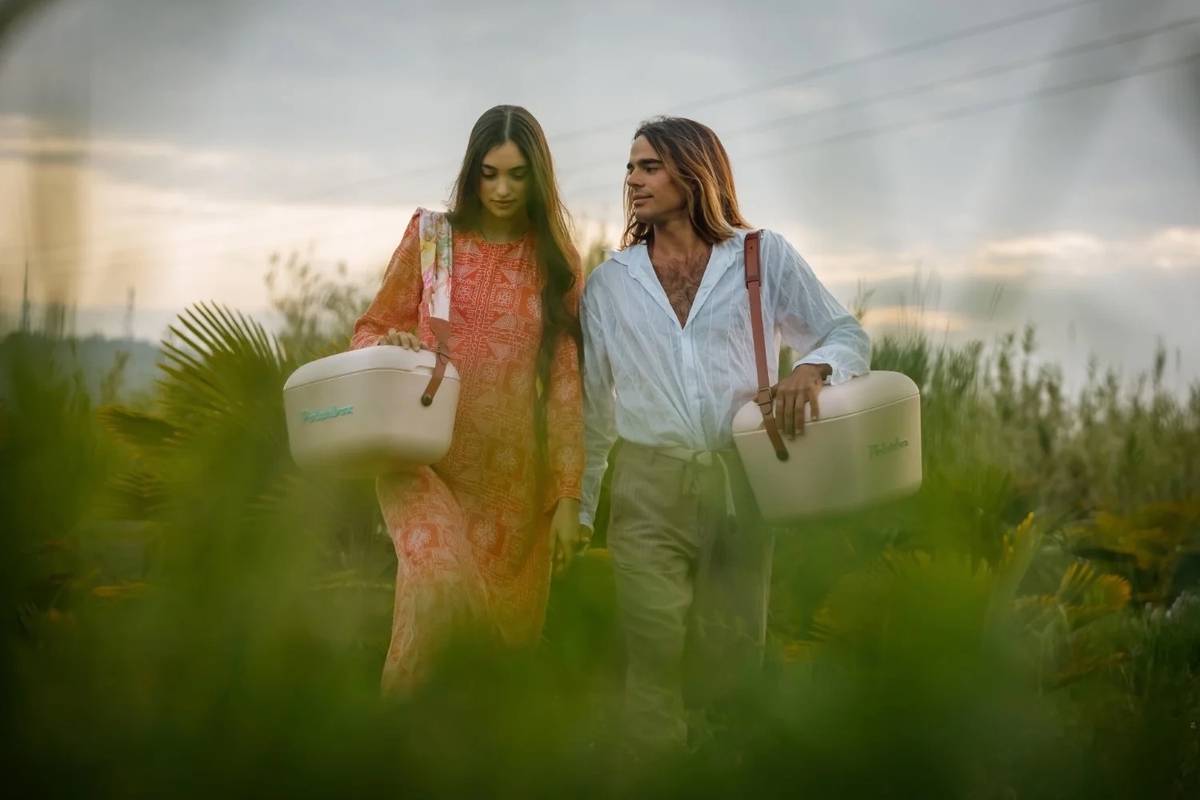 Polarbox látkový popruh Patchwork, hnědá přezka