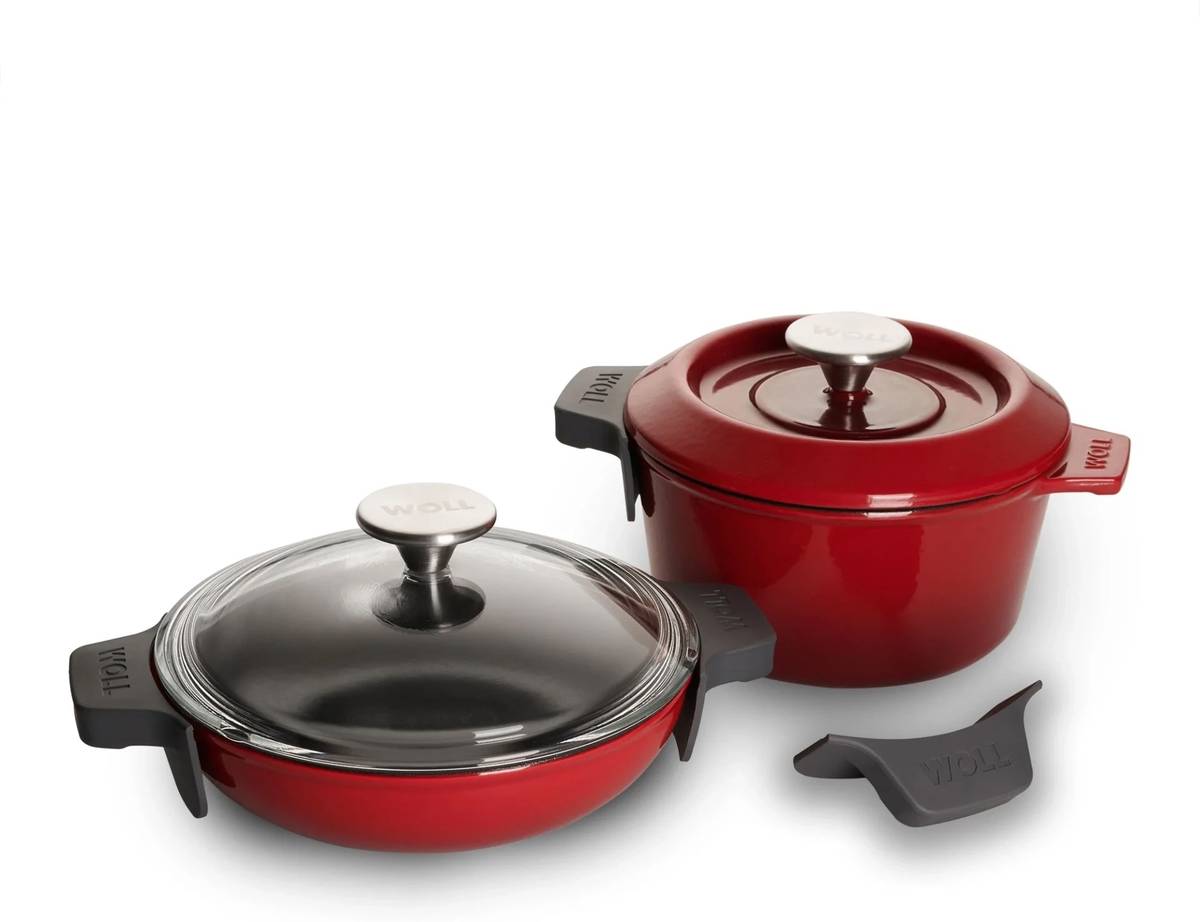 Woll Iron, sada hrnce a wok pánve, Ø 20 cm, Chili Red