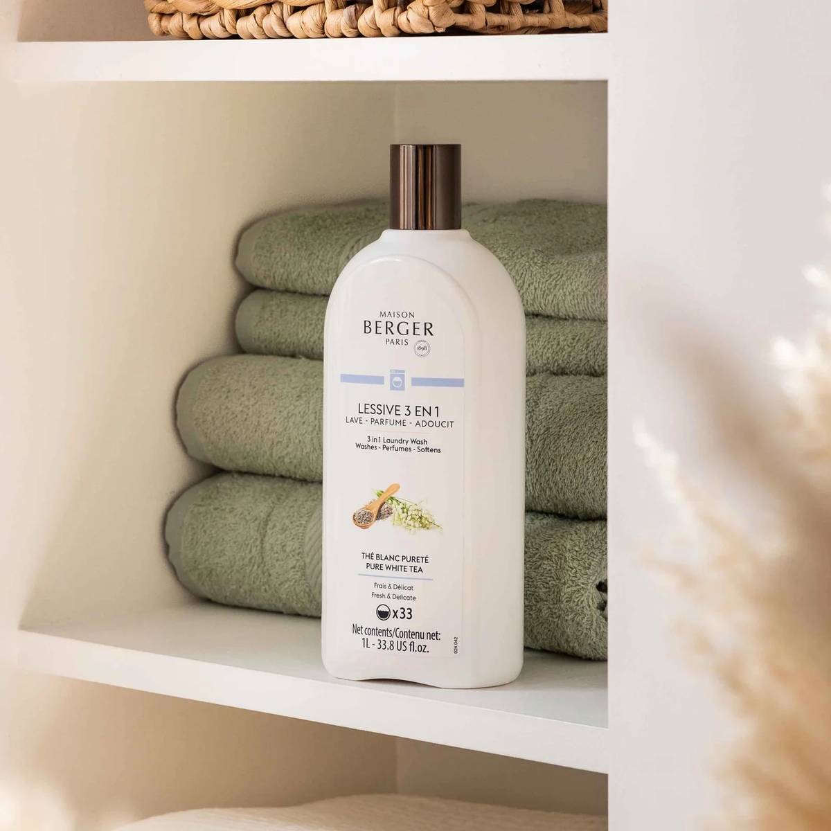 Maison Berger Paris Prací prostředek se změkčovadlem a parfémem Čistý bílý čaj, 1 l