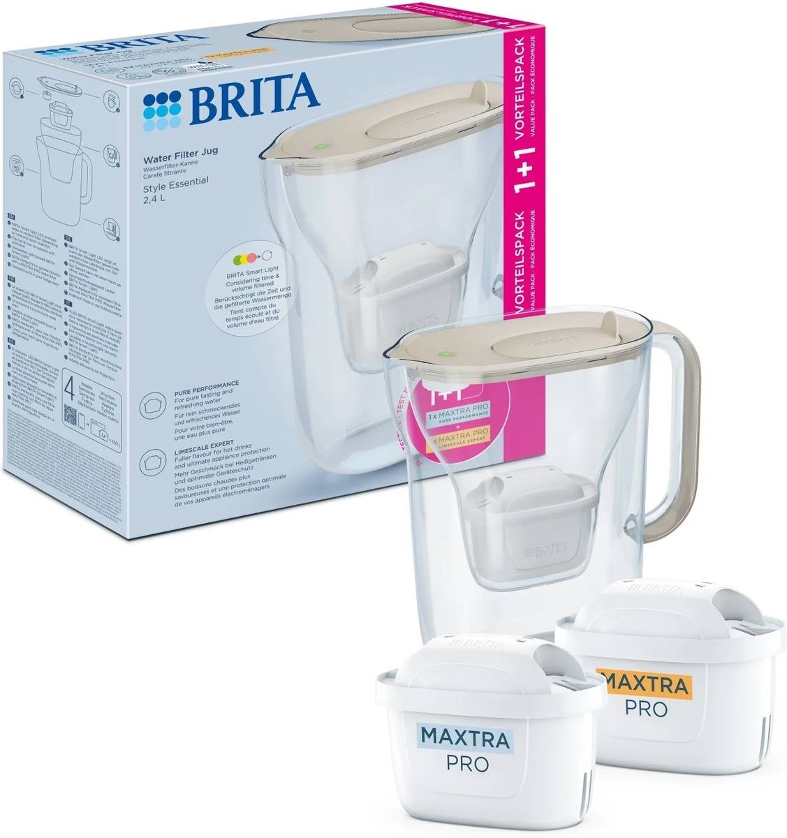 Brita Filtrační konvice Style Essential se 2 filtry, písková