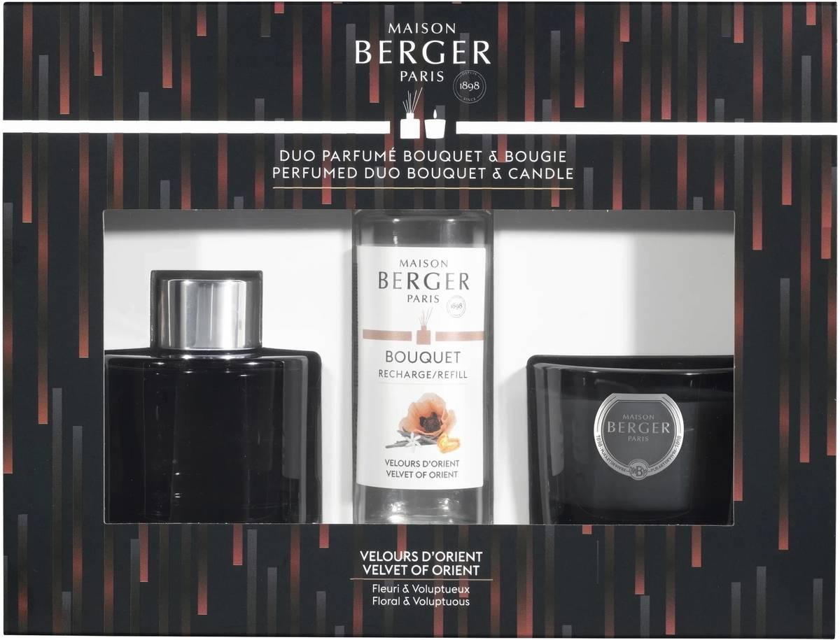 Maison Berger Paris Sada Duo Mini Variation Velvet of Orient, difuzér + náplň + svíčka, černá