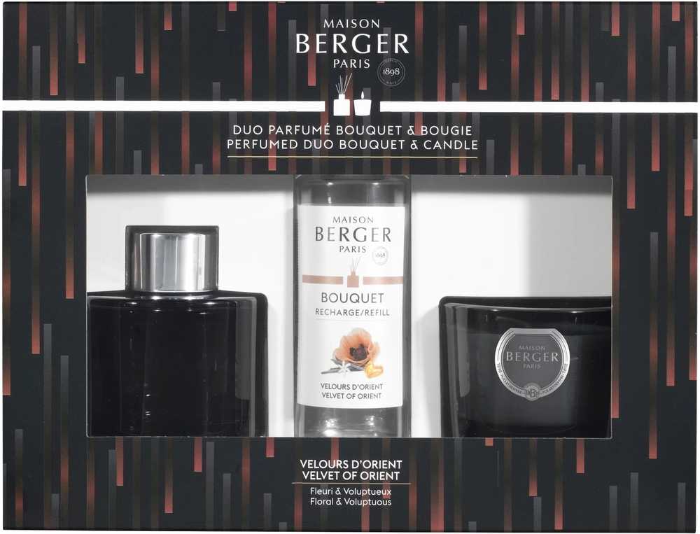 Maison Berger Paris Sada Duo Mini Variation Velvet of Orient, difuzér + náplň + svíčka, černá