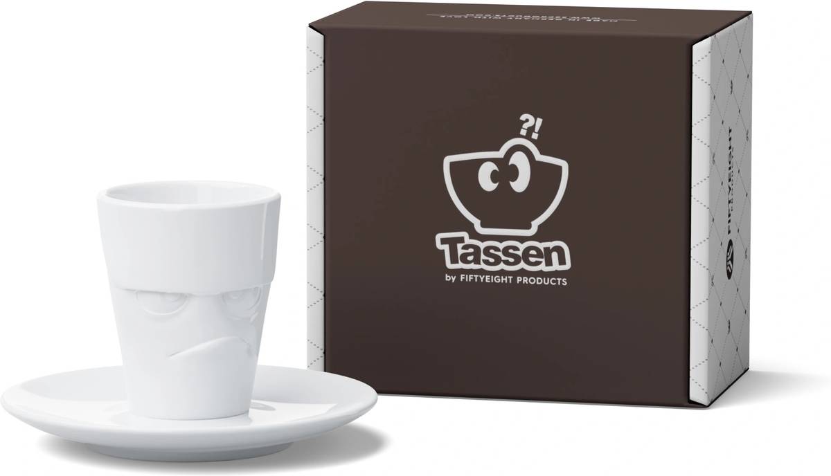 58products Hrnek na espresso Grumpy, 80 ml, bílá