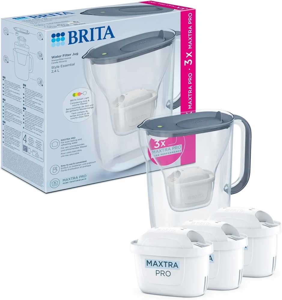 Brita Filtrační konvice Style Essential se 3 filtry, šedomodrá