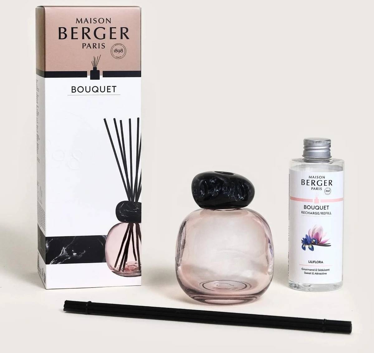 Maison Berger Paris Aroma difuzér Mineral s náplní Liliflora, 180 ml, růžová