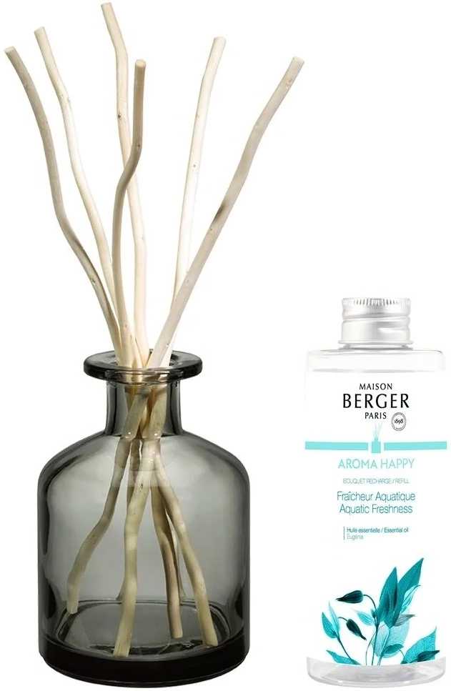 Maison Berger Paris Aroma difuzér s vrbovými tyčinkami a náplní Aquatic Freshness, 180 ml, šedá