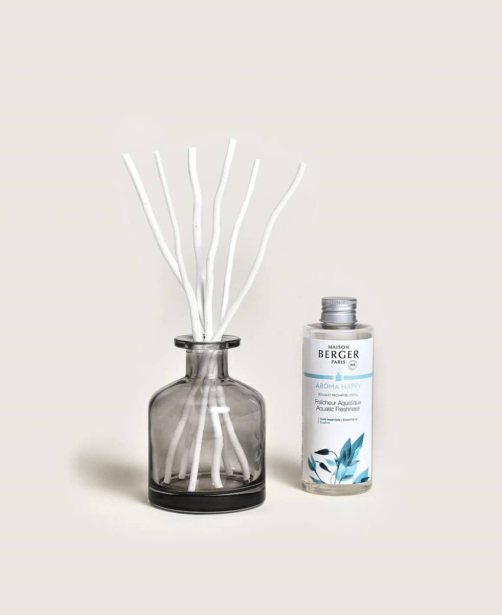 Maison Berger Paris Aroma difuzér s vrbovými tyčinkami a náplní Aquatic Freshness, 180 ml, šedá