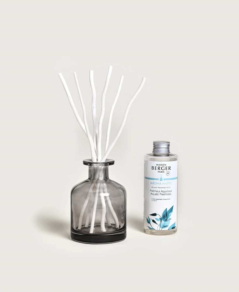 Maison Berger Paris Aroma difuzér s vrbovými tyčinkami a náplní Aquatic Freshness, 180 ml, šedá