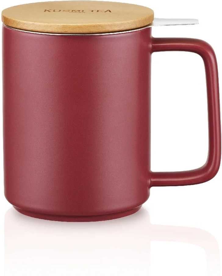 Kusmi Tea porcelánový hrnek s bukovým víčkem 0,48l bílý