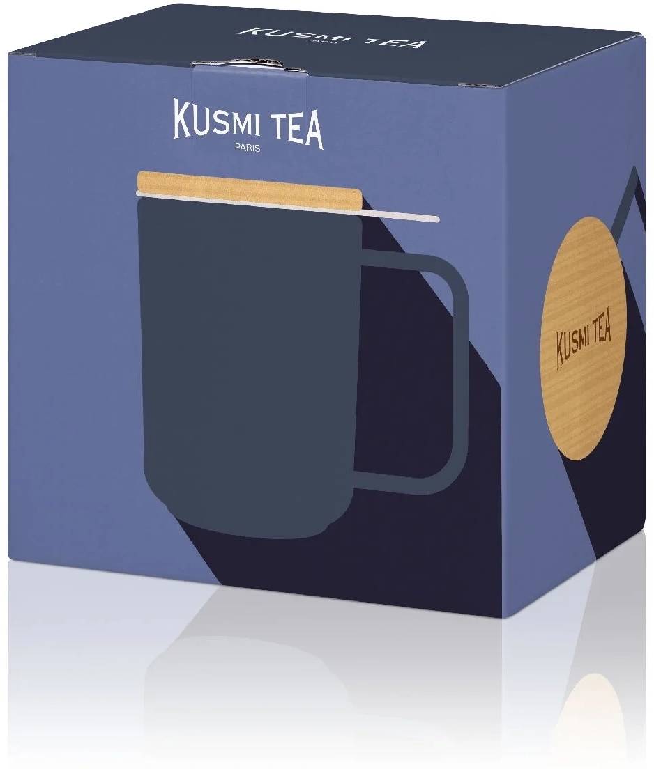 Kusmi Tea porcelánový hrnek s bukovým víčkem 0,48l bílý