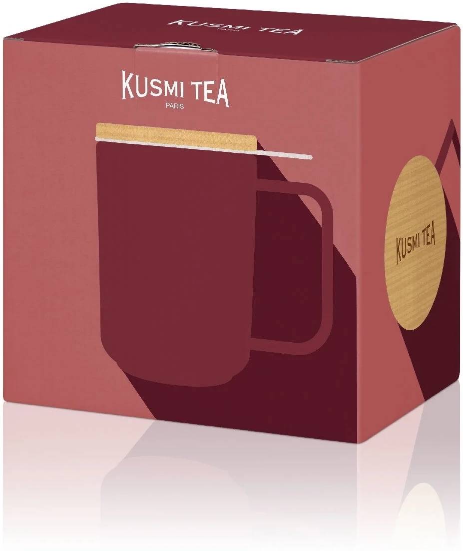 Kusmi Tea porcelánový hrnek s bukovým víčkem 0,48l bílý