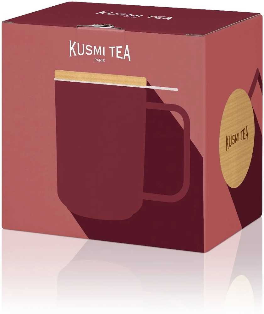 Kusmi Tea porcelánový hrnek s bukovým víčkem 0,48l bílý