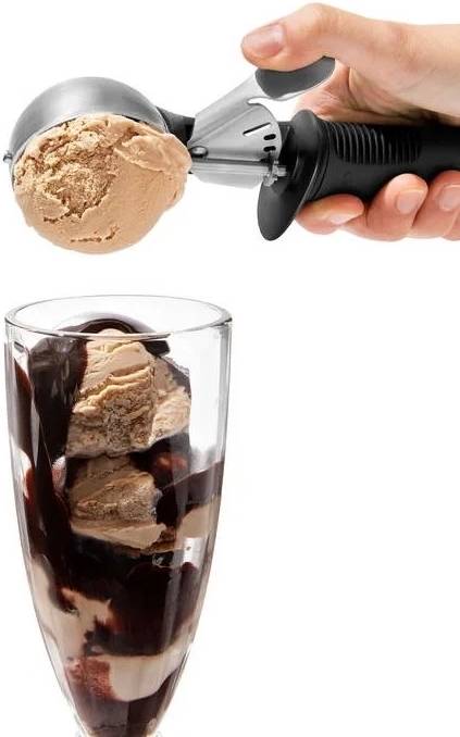 OXO Good Grips Nerezová lžíce na zmrzlinu s výklopným mechanismem