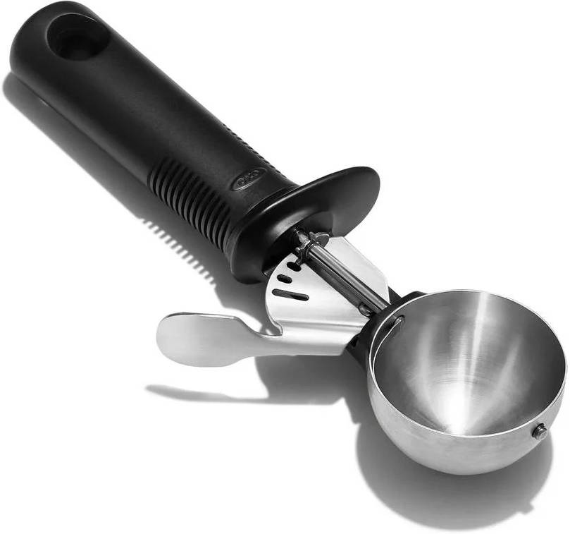 OXO Good Grips Nerezová lžíce na zmrzlinu s výklopným mechanismem