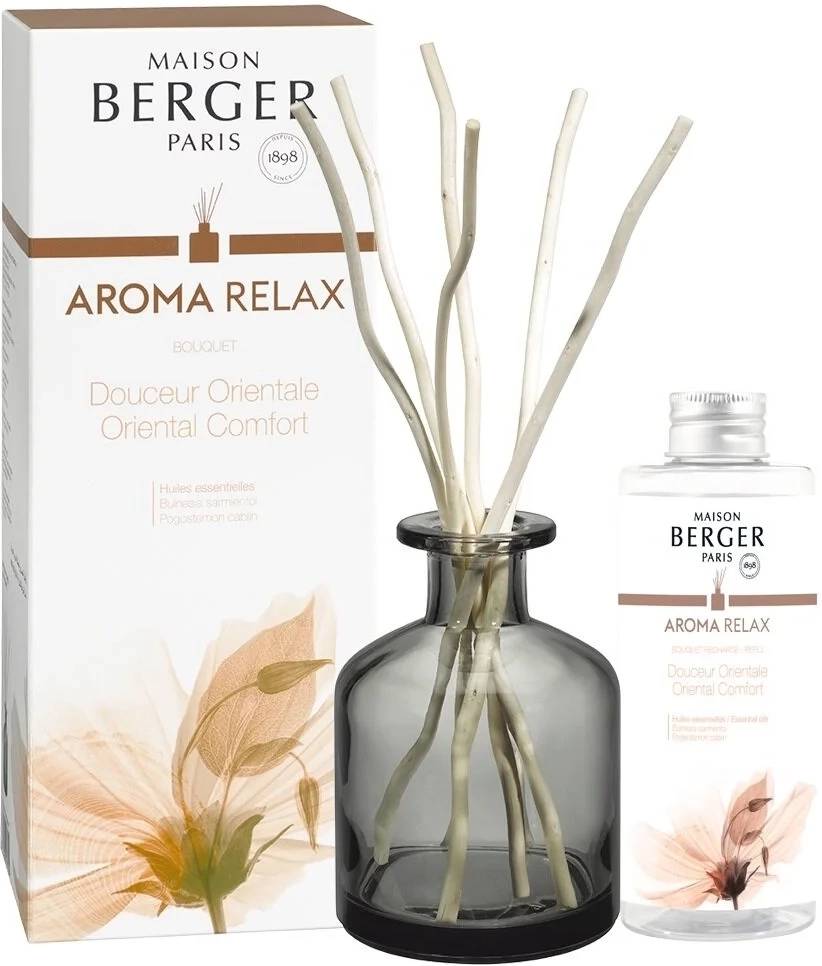 Maison Berger Paris Aroma difuzér vrbovými tyčinkami a s náplní Oriental Comfort, 180 ml, šedá