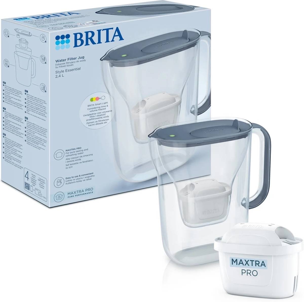 Brita Filtrační konvice Style Essential se 1 filtrem, šedomodrá