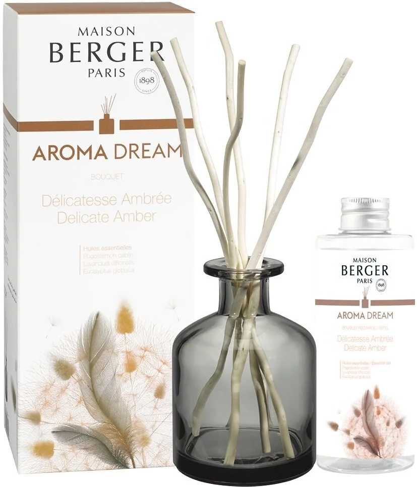 Maison Berger Paris Aroma difuzér s vrbovými větvičkami s náplní Delicate Amber, 180 ml, šedá
