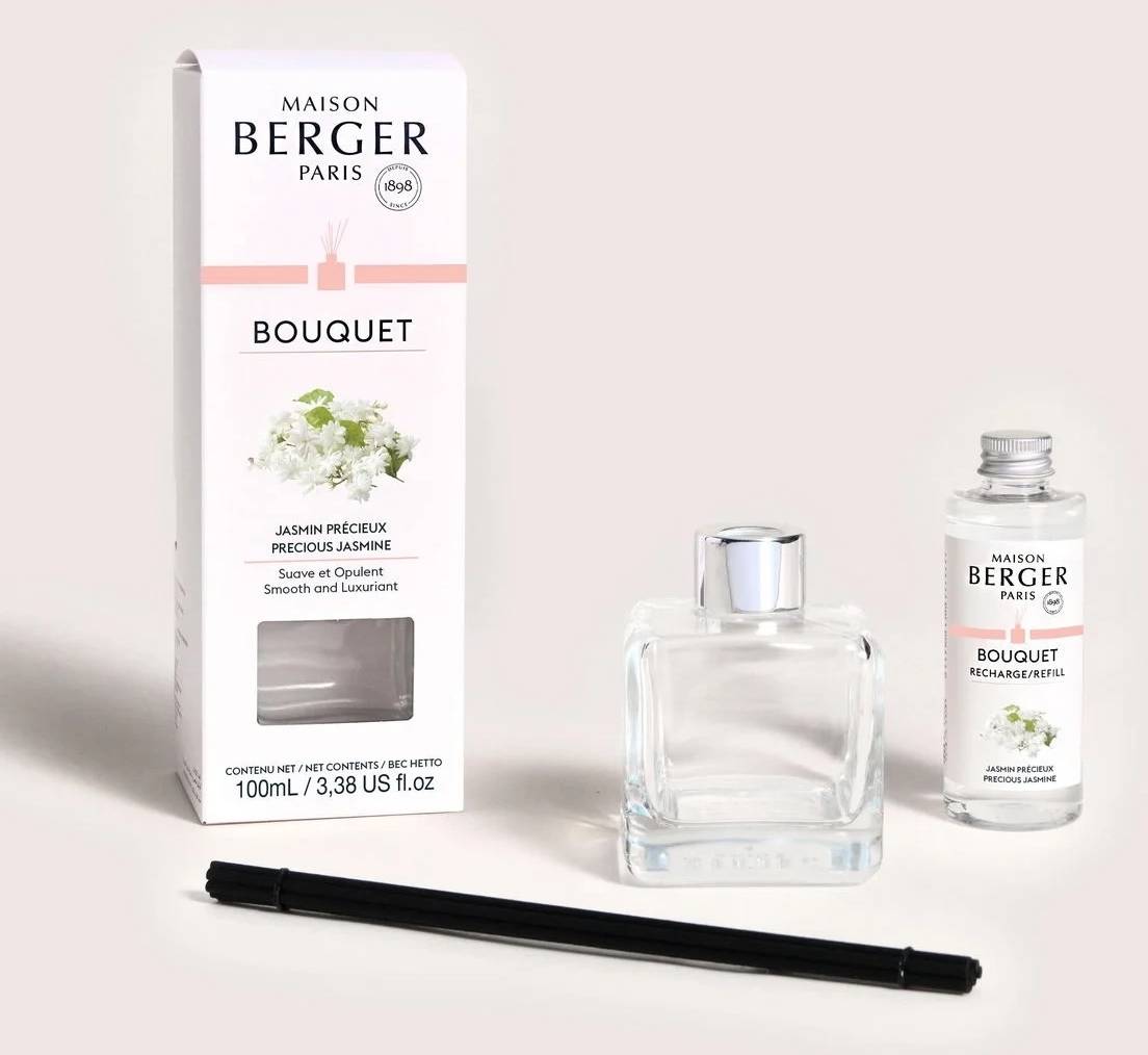 Maison Berger Paris Aroma difuzér Cube s náplní Precious Jasmine, 100 ml, průhledná