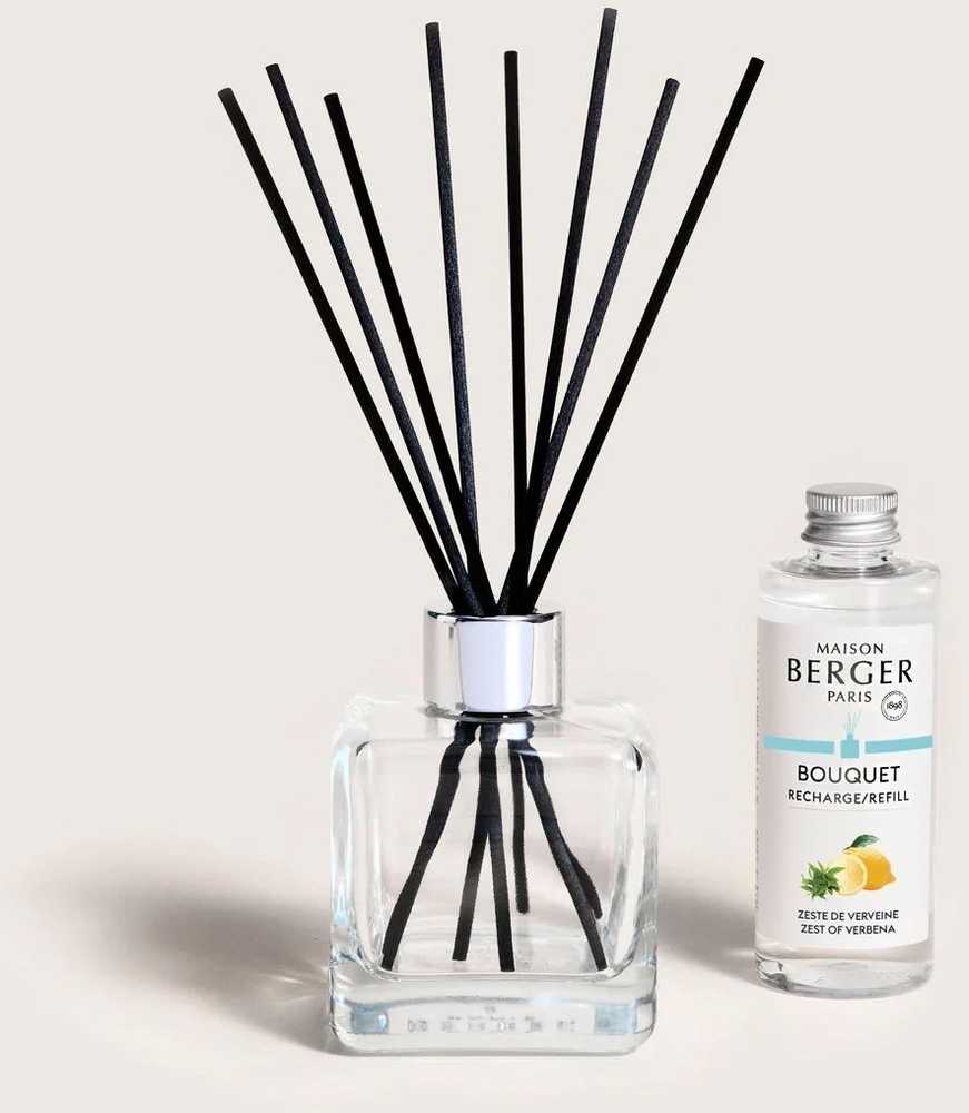 Maison Berger Paris Aroma difuzér Cube s náplní Zest of Verbena, 100 ml, průhledná