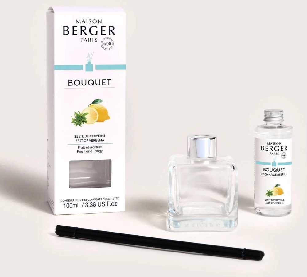 Maison Berger Paris Aroma difuzér Cube s náplní Zest of Verbena, 100 ml, průhledná