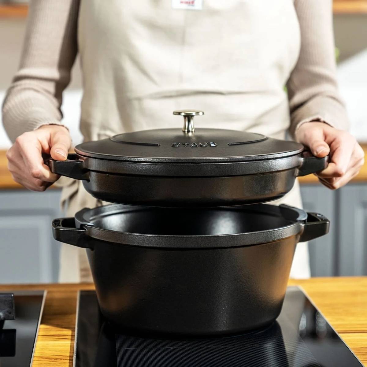 Staub Cocotte Sada hrnců 2dílná, kulatá, černá