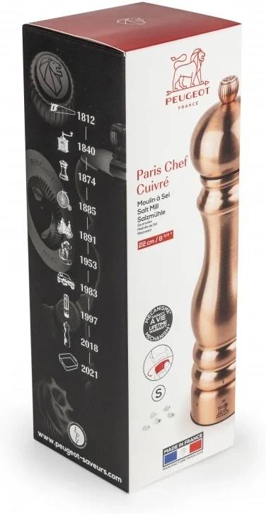 Peugeot Paris Chef Mlýnek na sůl, 22 cm, měděná