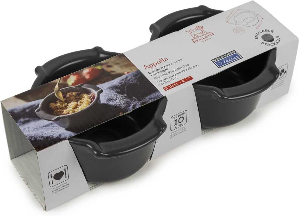 Peugeot Appolia Sada keramických misek Ramekin, 2 ks, šedá břidlicová