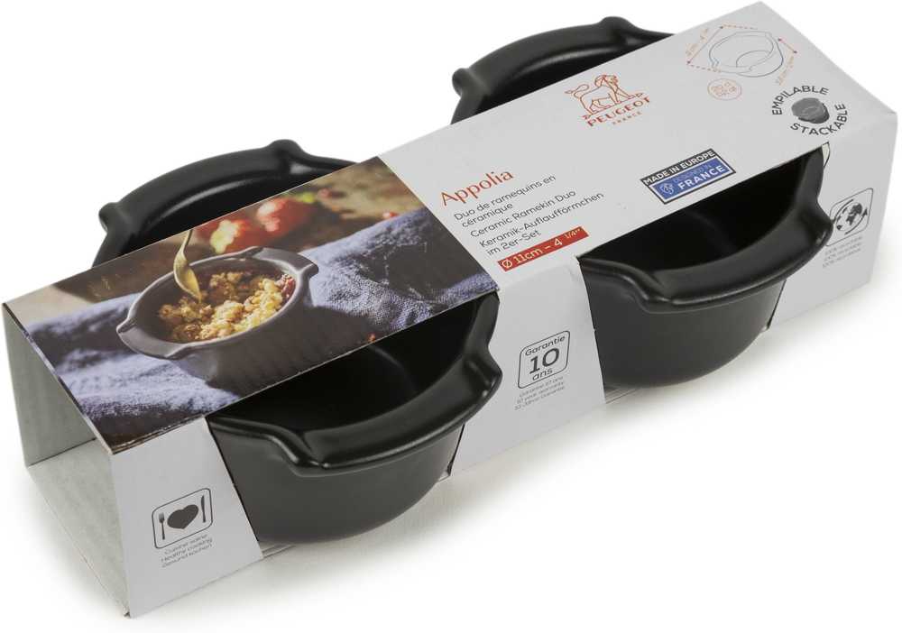 Peugeot Appolia Sada keramických misek Ramekin, 2 ks, černá