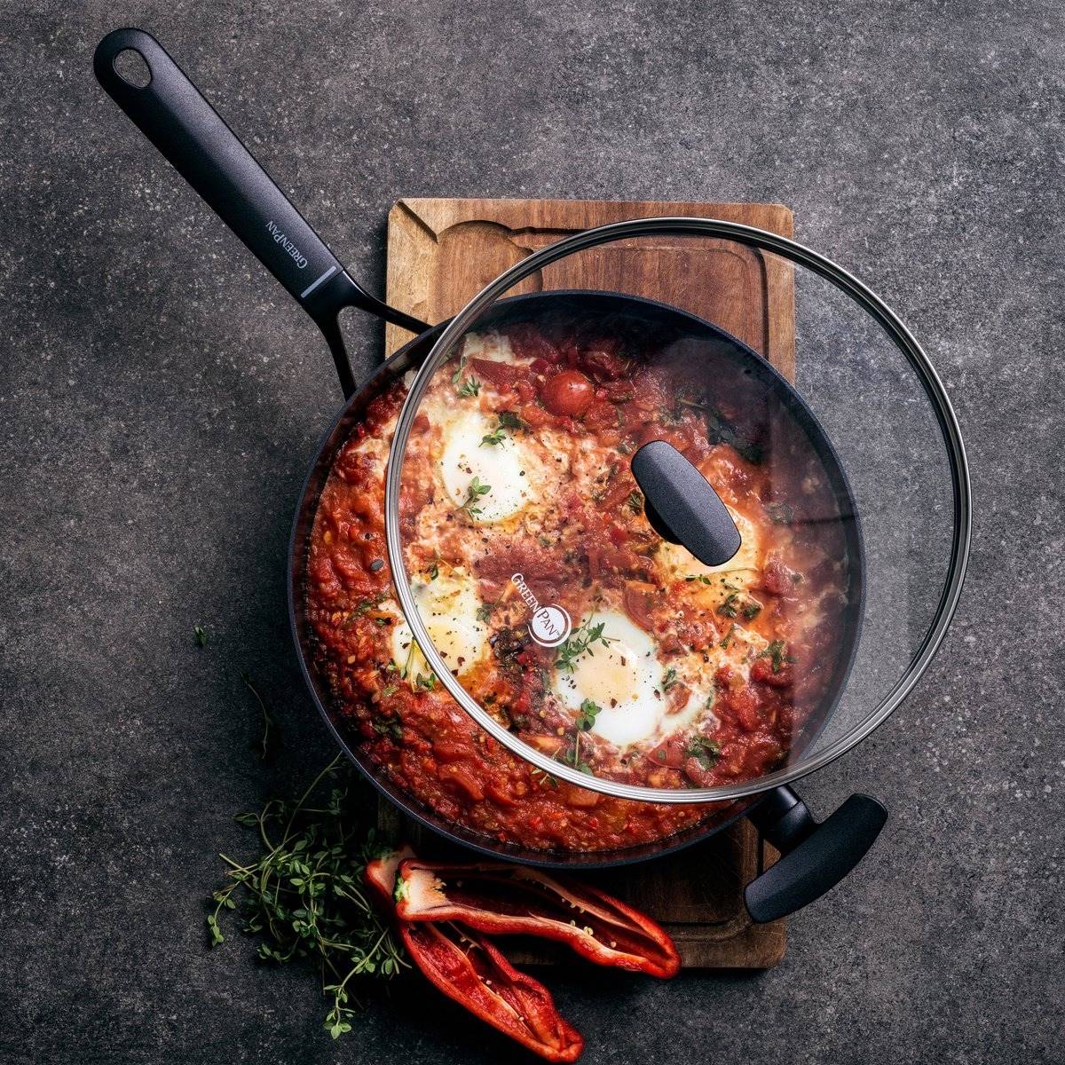 GreenPan Smart Pánev na soté s poklicí, 28 cm, černá