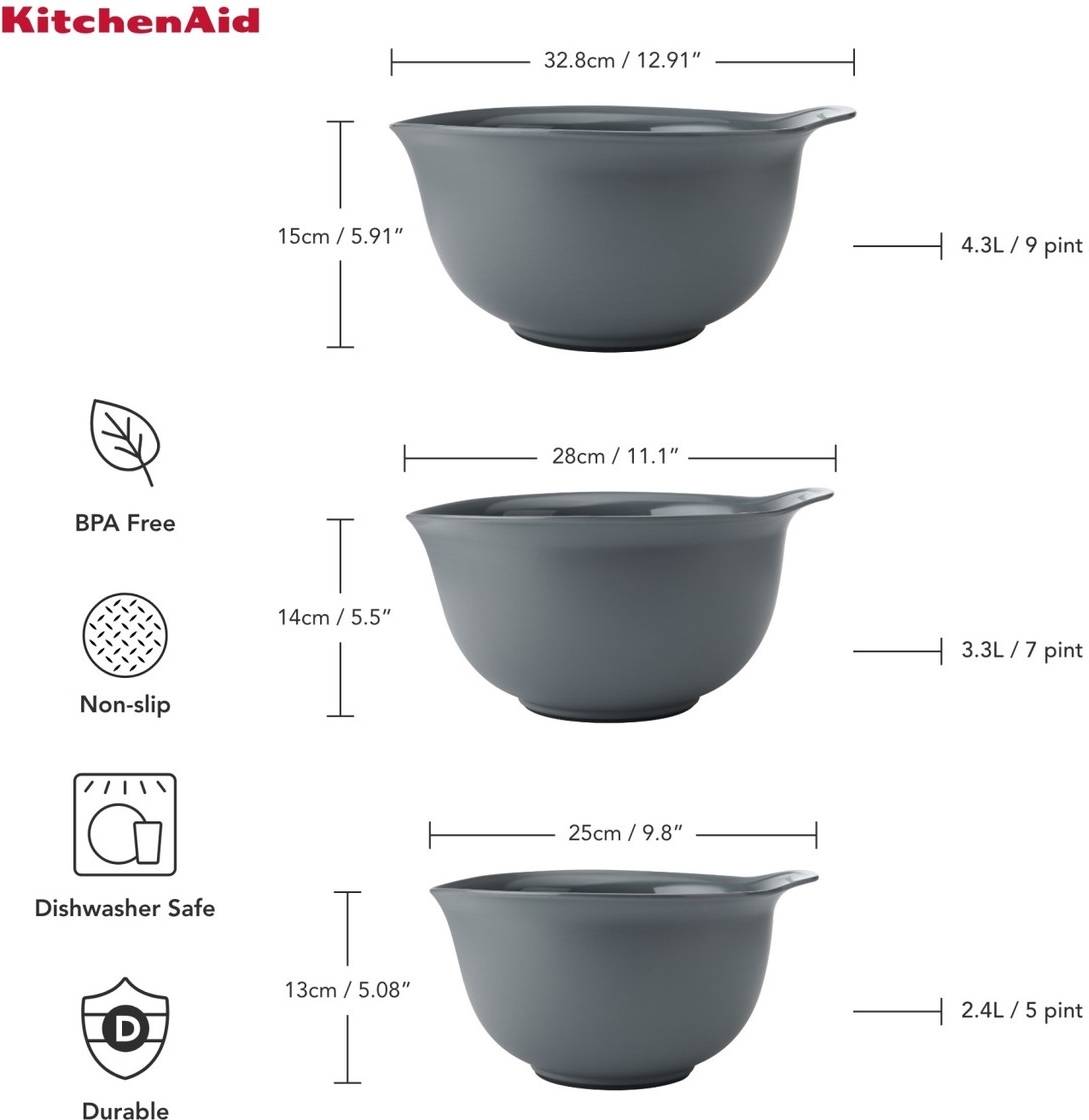 KitchenAid Sada mís, 3 ks, charcoal grey