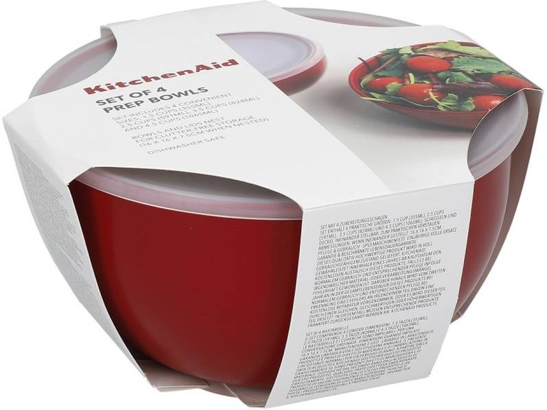 KitchenAid Sada přípravných mís, 4 ks, empire red