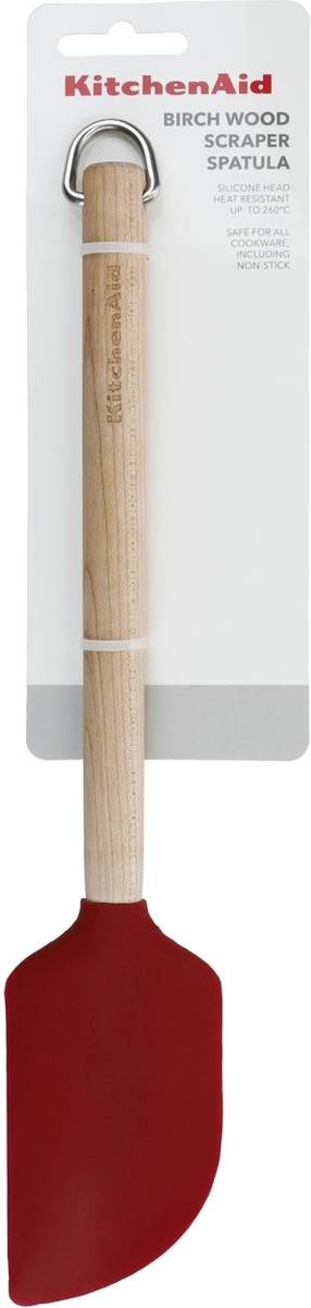 KitchenAid Dřevěná stěrka se silikonovou hlavou, empire red