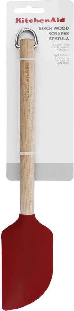 KitchenAid Dřevěná stěrka se silikonovou hlavou, empire red