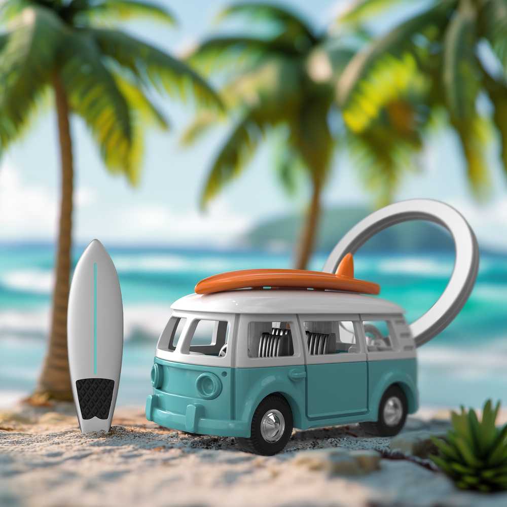 MTM Klíčenka s přívěskem minivanu a surfu