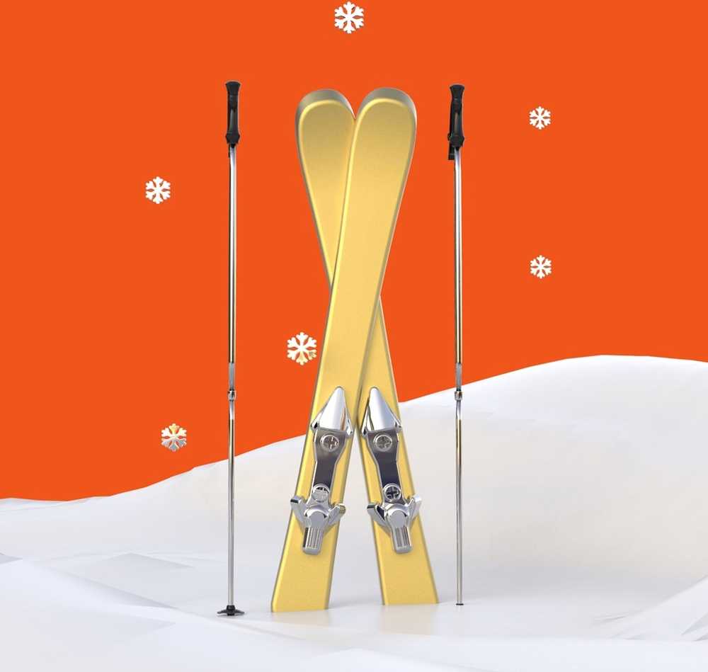 MTM Klíčenka s přívěskem lyží a sněhové vločky