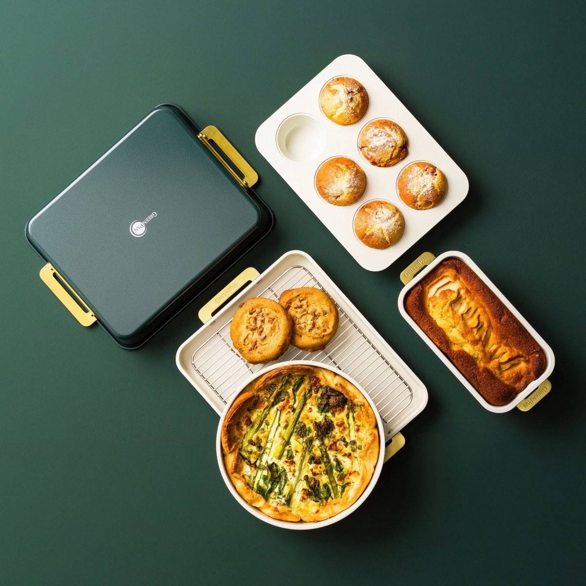 GreenPan Padova Reserve Sada pečících forem, 6 ks, tmavě zelená