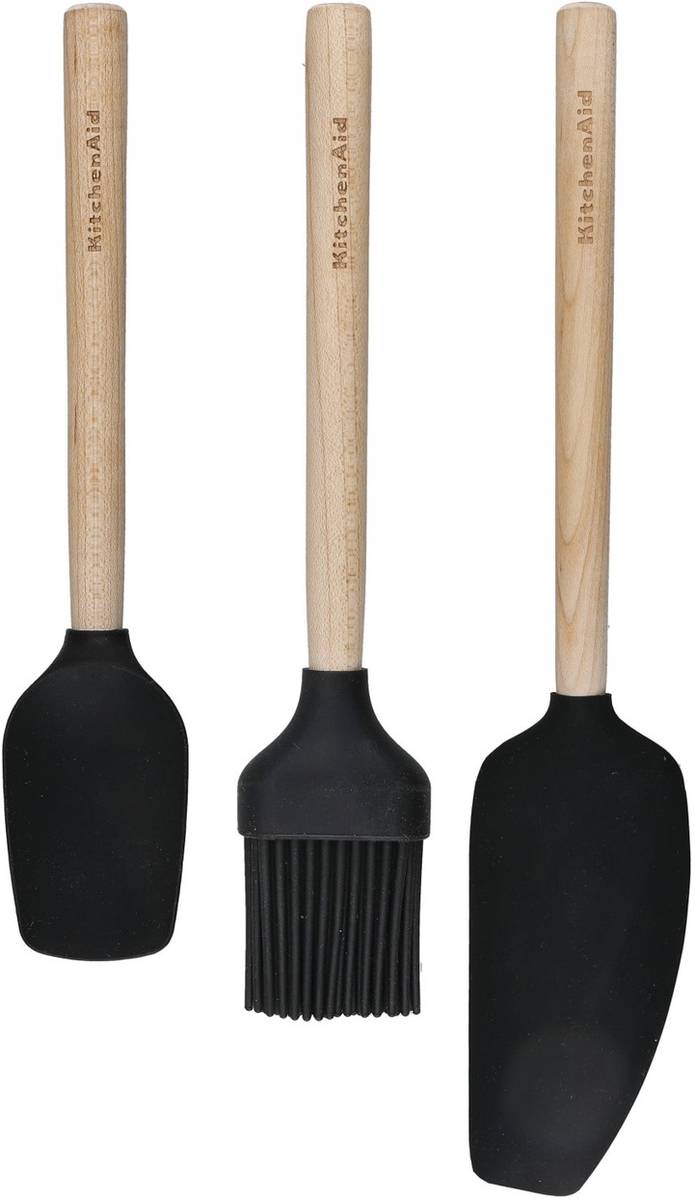 KitchenAid Sada stěrek a mašlovačky, 3 ks, onyx black