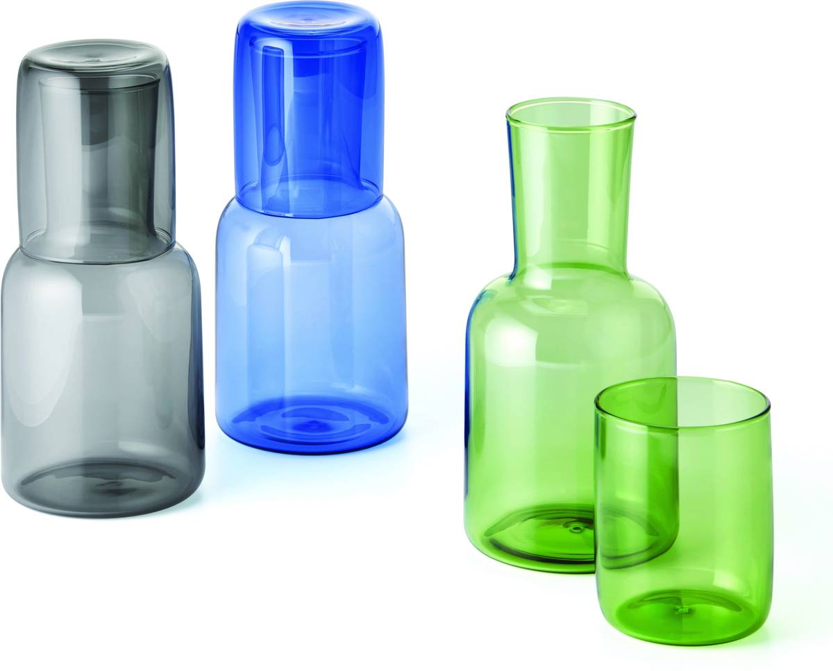 Philippi Skleněná karafa na vodu se sklenkou Viva, šedá