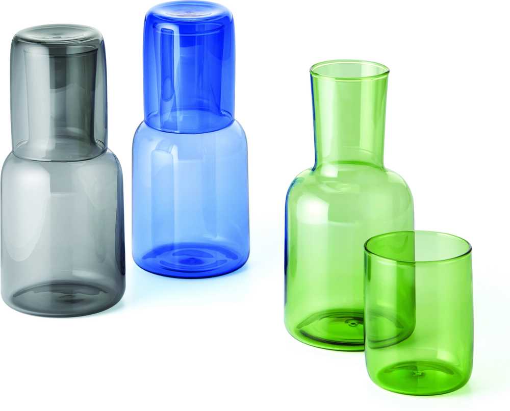 Philippi Skleněná karafa na vodu se sklenkou Viva, šedá