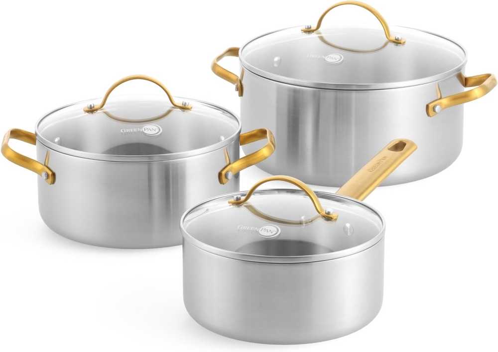 GreenPan Sada nádobí, 3 ks, celonerezová