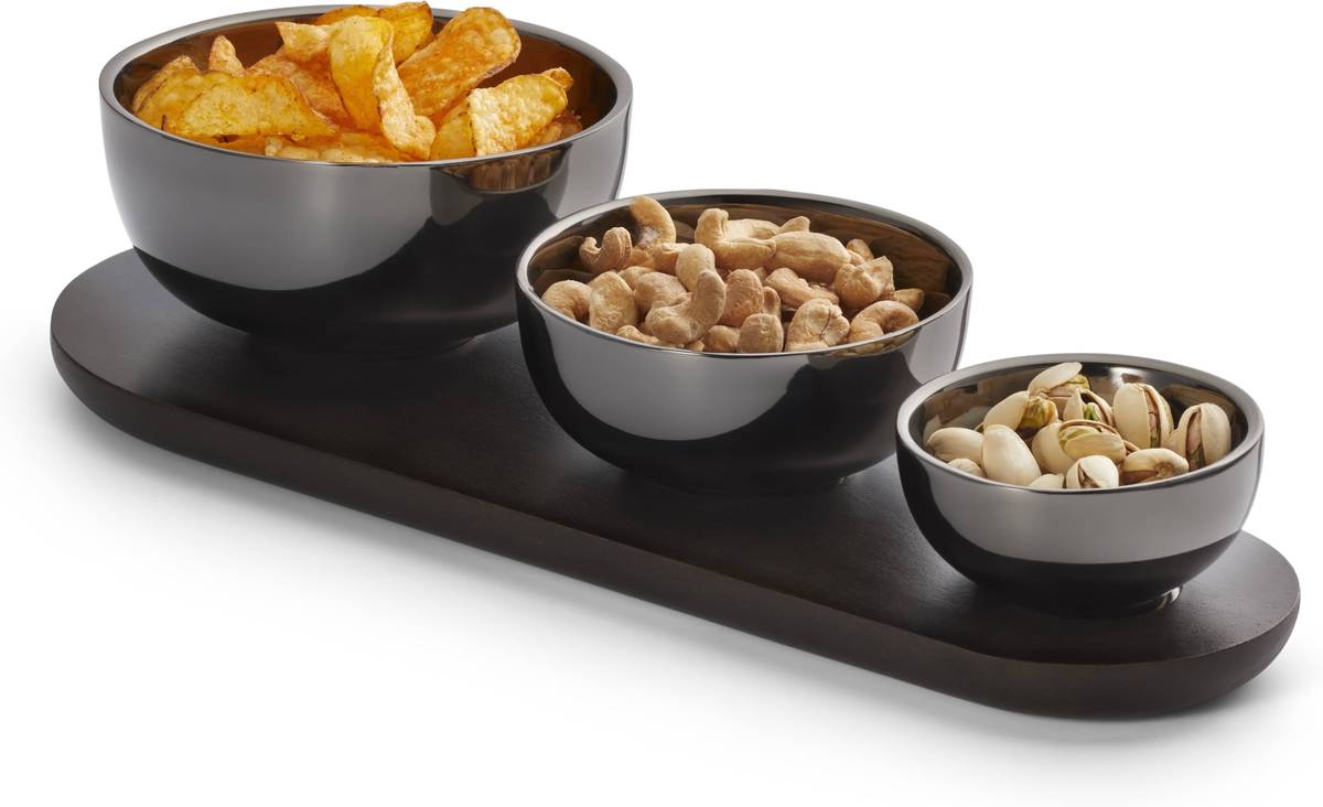 Philippi Sada misek na dřevěném podnose Trio