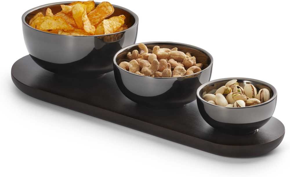 Philippi Sada misek na dřevěném podnose Trio