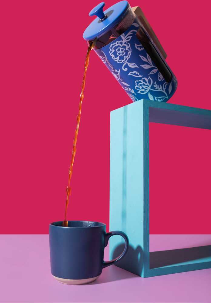 La Cafetière French Press z nerezové oceli, Blu Fiorato, pro 8 šálků