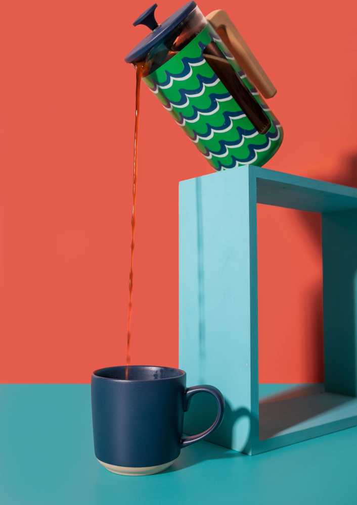 La Cafetière French Press z nerezové oceli, Cyan Tides, pro 8 šálků