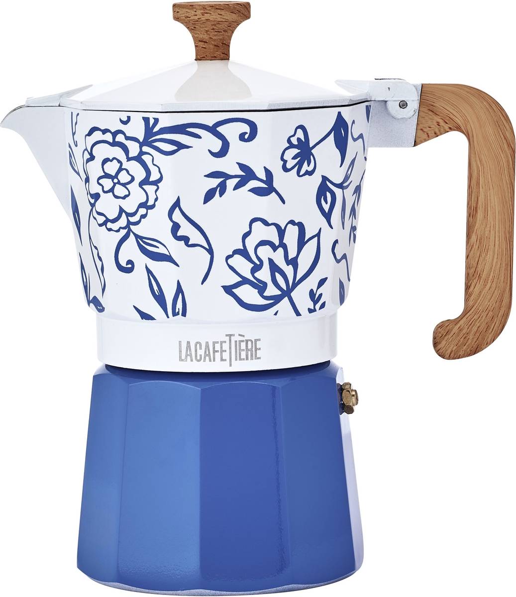 La Cafetière Moka konvička na espresso, Blu Fiorato, pro 6 šálků