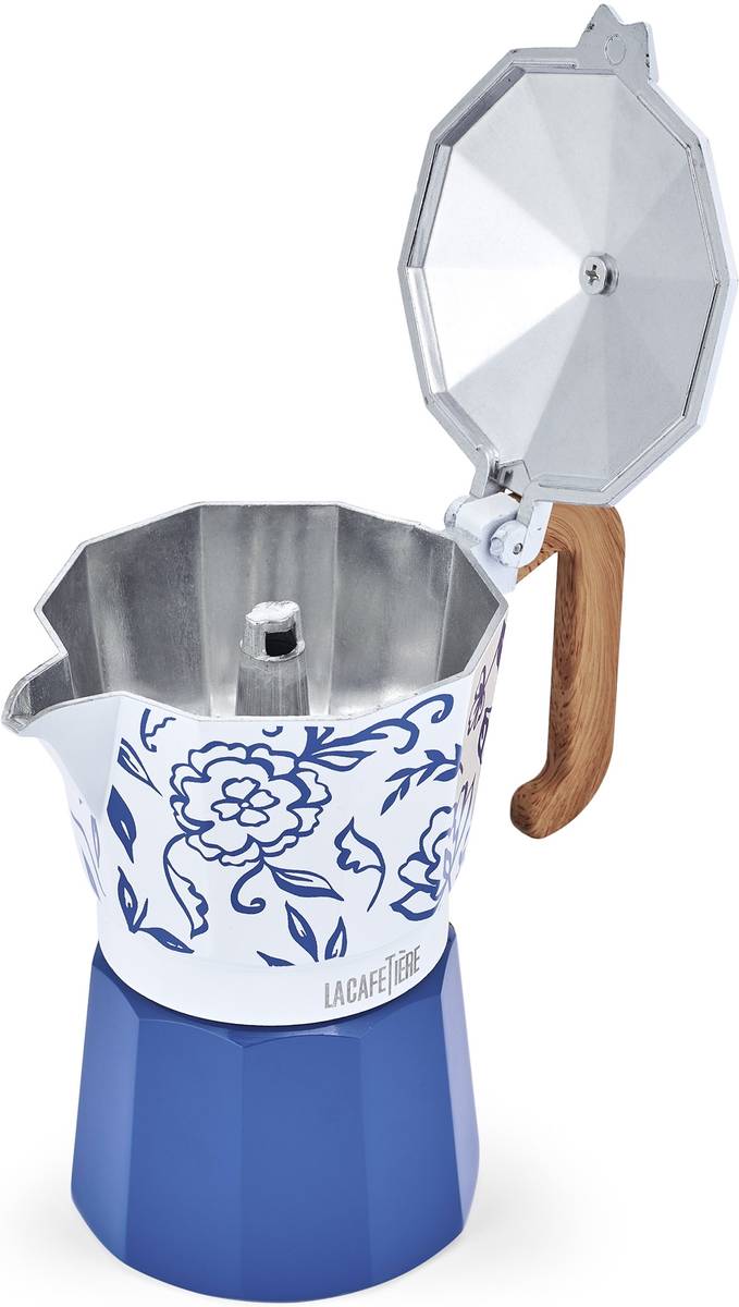 La Cafetière Moka konvička na espresso, Blu Fiorato, pro 6 šálků