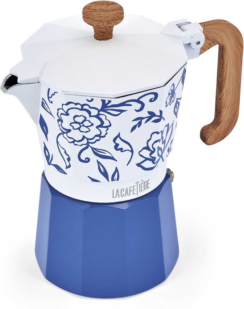 La Cafetière Moka konvička na espresso, Blu Fiorato, pro 6 šálků