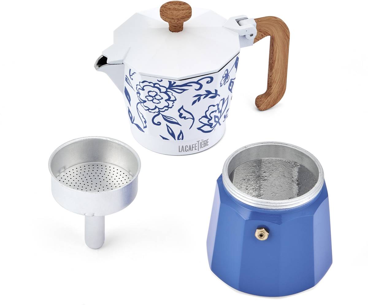 La Cafetière Moka konvička na espresso, Blu Fiorato, pro 6 šálků
