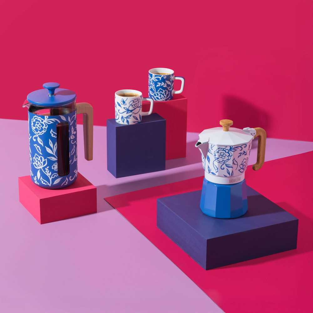 La Cafetière Moka konvička na espresso, Blu Fiorato, pro 6 šálků